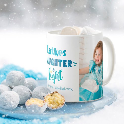 Hanukkah Latkes Laughter Light Fun 2 Photo Custom Coffee Mug