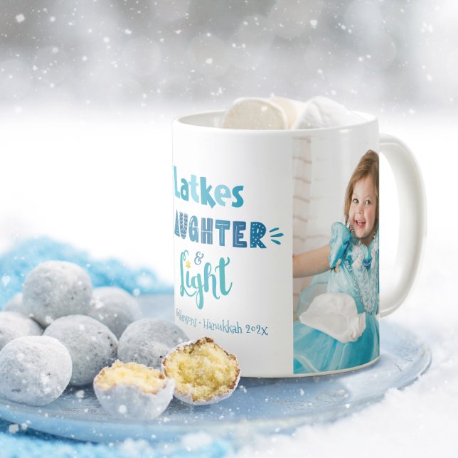 Hanukkah Latkes Laughter Light Fun 2 Photo Custom Coffee Mug