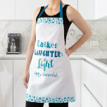 Hanukkah Latkes Laughter Light Modern Typography Apron<br><div class="desc">“Latkes, laughter & light.” Here’s a wonderful way add to the fun of your holiday baking. Add extra sparkle to your holiday culinary adventures whenever you wear this adorable, whimsical, chic, simple, modern, custom Hanukkah apron. Fun whimsical handcrafted typography along with a random Star of David pattern in dusty blue,...</div>