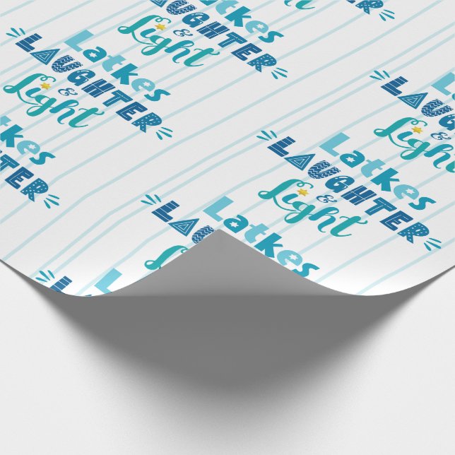 Hanukkah Latkes Laughter Light Modern Typography  Wrapping Paper (Corner)