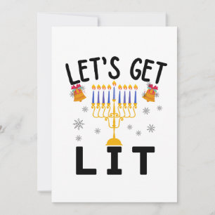 Hanukkah Let's Get Lit T-Shirt Invitation