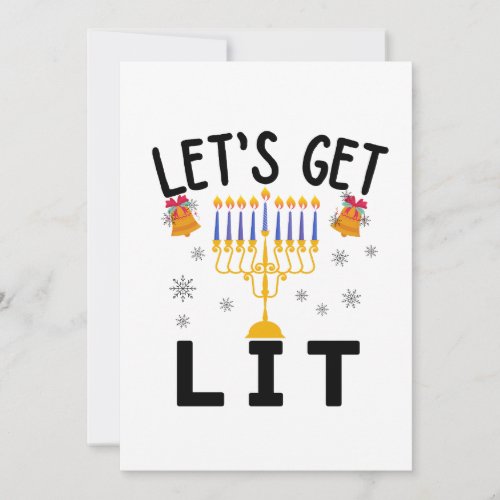 Hanukkah Lets Get Lit T_Shirt Invitation