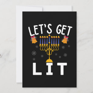 Hanukkah Let's Get Lit T-Shirt Invitation