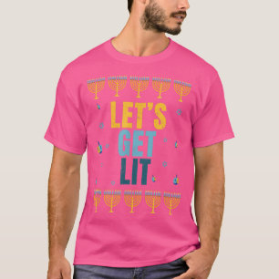 Hanukkah Lets Get Lit Vintage Funny Jewish Holiday T-Shirt