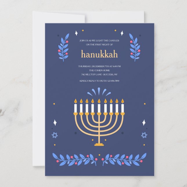 Hanukkah Light Invitation (Front)