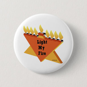 HANUKKAH LIGHT MY FIRE MENORAH GIFT PINBACK BUTTON