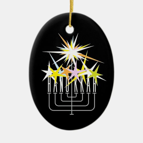 Hanukkah Lights Ceramic Ornament