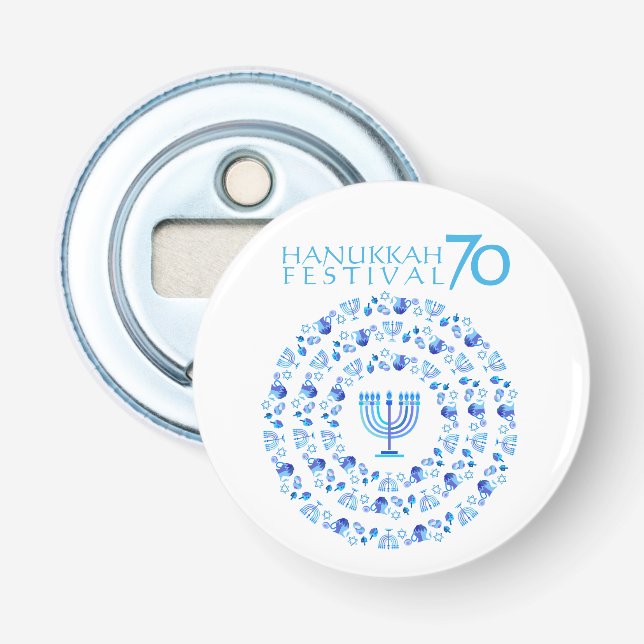 Hanukkah Lights Festival Anniversary 70th Bottle Opener (Front)