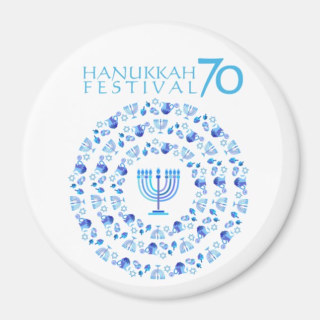 Hanukkah Lights Festival Anniversary 70th Magnet (Front)