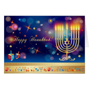 Hanukkah Lights Festival Holiday Menorah Card