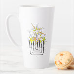 Hanukkah Lights Latte Mug<br><div class="desc">Menorah with the word Hanukkah as candles with sparkly colorful lights.</div>