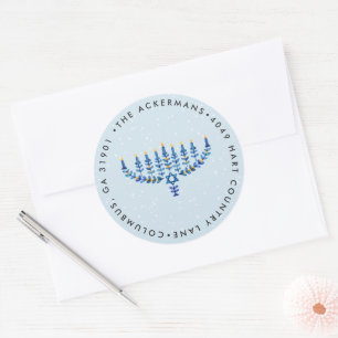 Hanukkah Lights Return Address Sticker