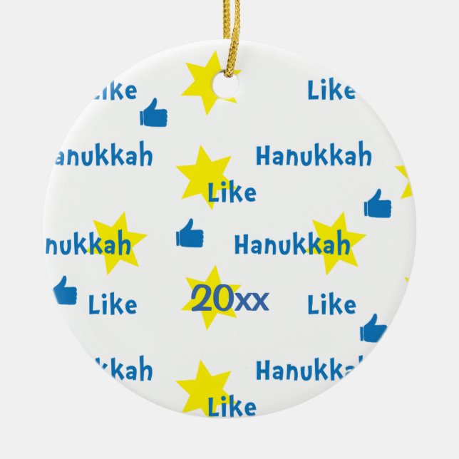 Hanukkah "Like"l/Blue/Yellow Circle Ornament (Front)