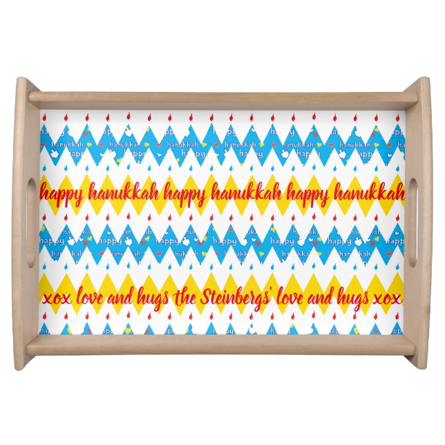 Hanukkah Lit Menorahs Serving Tray (Front)