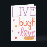 Hanukkah "Live Laugh Love a latke" Card w/Envelope<br><div class="desc">"Live,  Laugh,  Love a Latke" Greeting Card with White Envelope.
Personalize by deleting "Happy Chanukah" and add your own wording by choosing your favorite font style,  color and size.
Thanks for stopping and shopping by. Much appreciated!!! Happy Hanukkah/Chanukah!</div>