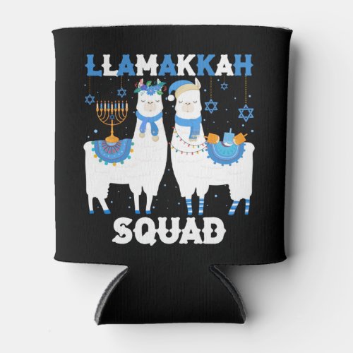 Hanukkah Llama Christmas Happy Llamakah Squad Cute Can Cooler