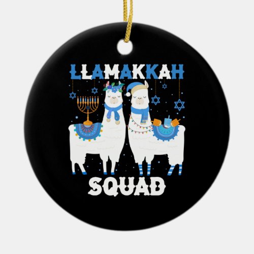 Hanukkah Llama Christmas Happy Llamakah Squad Cute Ceramic Ornament