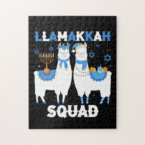 Hanukkah Llama Christmas Happy Llamakah Squad Cute Jigsaw Puzzle