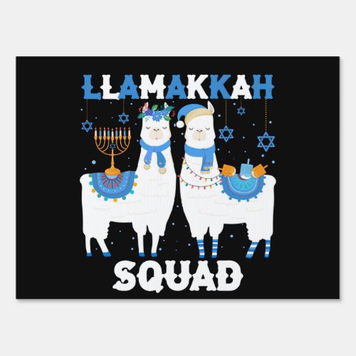 Hanukkah Llama Christmas Happy Llamakah Squad Cute Sign