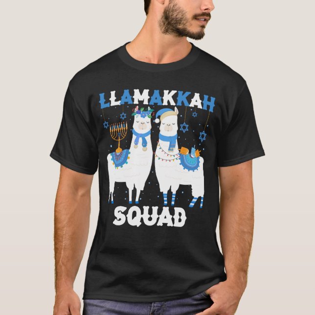 Hanukkah Llama Christmas Happy Llamakah Squad Cute T-Shirt (Front)