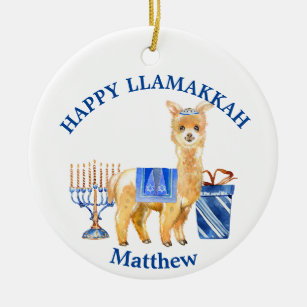Happy Llamakkah Hanukkah Ornament Funny Holiday Ornament Funny Christmas Ornament
