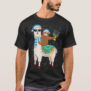 Hanukkah Llamakah Llama Sloth Happy Hanukkah Chanu T-Shirt