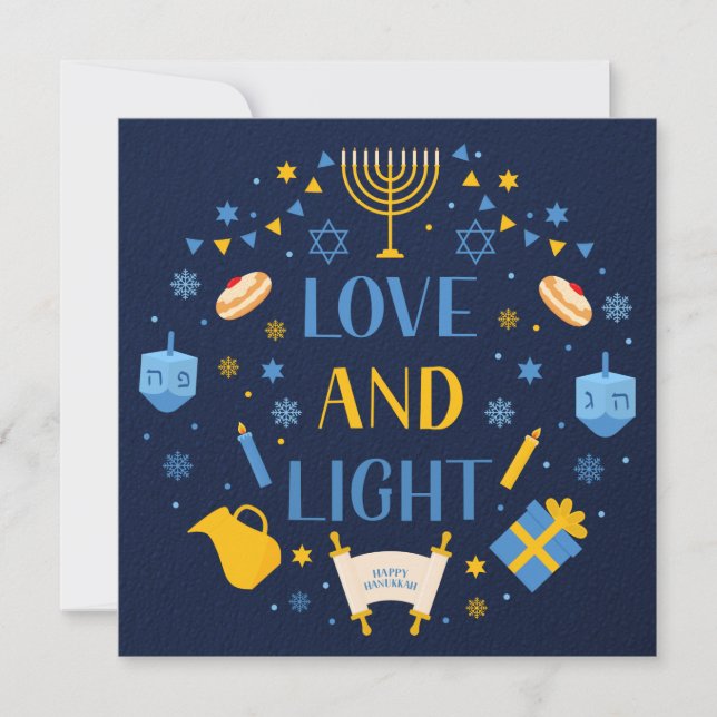 Hanukkah Love And Light Greeting Card (Front)