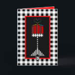 Hanukkah Love Card<br><div class="desc">This mostly-black-white-and-red,   stylized hanukkiah displays a rainbow-colored,  large central flame shedding light during this joyful season.  Interior is bordered and coordinated for your writing pleasure.  Chag Chanukkah SameaCh!  ~ karyn</div>