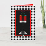 Hanukkah Love Card<br><div class="desc">This mostly-black-white-and-red,   stylized hanukkiah displays a rainbow-colored,  large central flame shedding light during this joyful season.  Interior is bordered and coordinated for your writing pleasure.  Chag Chanukkah SameaCh!  ~ karyn</div>