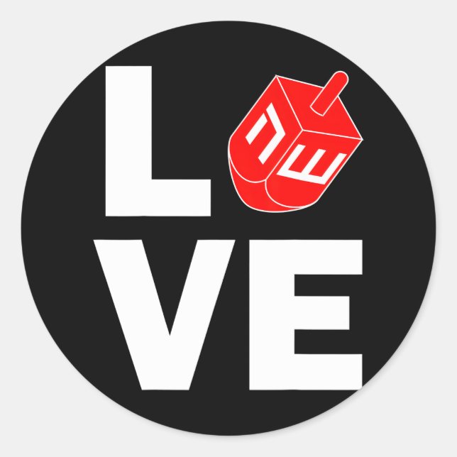 Hanukkah Love Dreidel Jewish Holiday Classic Round Sticker (Front)