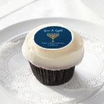 Hanukkah Love & Light Custom Blue Gold Menorah Edible Frosting Rounds<br><div class="desc">Cute customizable Love and Light Hanukkah edible frosting rounds for a Jewish family dinner or a Chanukah party with a synagogue. Personalize these pretty cupcake toppers with your own last name or group information in blue under the pretty gold menorah.</div>