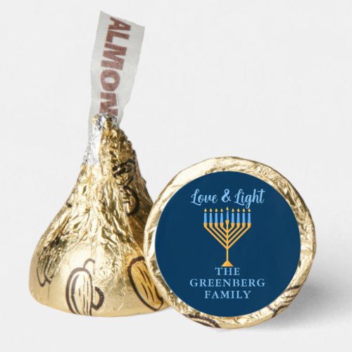 Hanukkah Love  Light Custom Blue Gold Menorah Hersheys Kisses