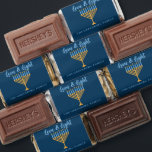 Hanukkah Love & Light Custom Blue Gold Menorah Hershey's Miniatures<br><div class="desc">Cute customizable Love and Light Hershey's miniatures for a Jewish family dinner or a Chanukah party with a synagogue. Personalize this pretty chocolate candy favor with your own last name or group information in blue under the pretty gold menorah.</div>