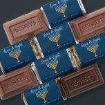 Hanukkah Love & Light Custom Blue Gold Menorah Hershey's Miniatures<br><div class="desc">Cute customizable Love and Light Hershey's miniatures for a Jewish family dinner or a Chanukah party with a synagogue. Personalize this pretty chocolate candy favor with your own last name or group information in blue under the pretty gold menorah.</div>