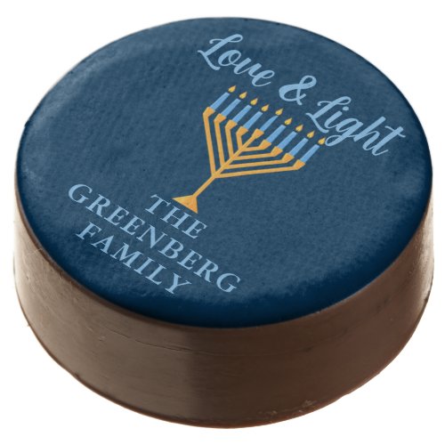 Hanukkah Love  Light Custom Menorah Blue Party Chocolate Covered Oreo