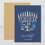 Hanukkah Love &amp; Light Floral Menorah Card