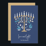 Hanukkah Love & Light Floral Menorah Card<br><div class="desc">Hanukkah Love & Light Floral Menorah Card. Personalize the custom text above. You can find additional coordinating items in our "Floral Hanukkah Menorah and Dreidel" collection.</div>