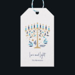 Hanukkah Love & Light Floral Menorah Gift Tags<br><div class="desc">Hanukkah Love & Light Floral Menorah Gift Tags. Personalize the custom text above. You can find additional coordinating items in our "Floral Hanukkah Menorah and Dreidel" collection.</div>