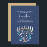 Hanukkah Love & Light Floral Menorah Holiday Party Invitation<br><div class="desc">Hanukkah Love & Light Floral Menorah Holiday Party Invitation. Personalize the custom text above. You can find additional coordinating items in our "Floral Hanukkah Menorah and Dreidel" collection.</div>