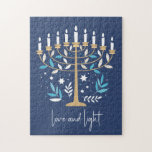Hanukkah Love & Light Floral Menorah Jigsaw Puzzle<br><div class="desc">Hanukkah Love & Light Floral Menorah jigsaw puzzle. Personalize the custom text above. You can find additional coordinating items in our "Floral Hanukkah Menorah and Dreidel" collection.</div>
