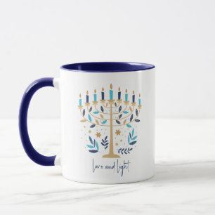 Hanukkah Love & Light Floral Menorah Mug
