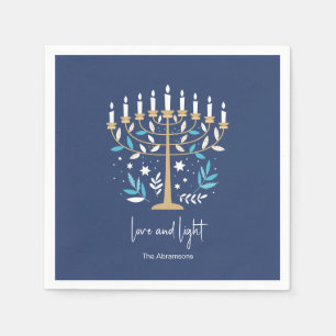 Hanukkah Love & Light Floral Menorah Napkins
