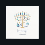 Hanukkah Love & Light Floral Menorah Napkins<br><div class="desc">Hanukkah Love & Light Floral Menorah Napkins. Personalize the custom text above. You can find additional coordinating items in our "Floral Hanukkah Menorah and Dreidel" collection.</div>