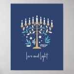 Hanukkah Love & Light Floral Menorah Sign<br><div class="desc">Hanukkah Love & Light Floral Menorah Poster. Personalize the custom text above. You can find additional coordinating items in our "Floral Hanukkah Menorah and Dreidel" collection.</div>