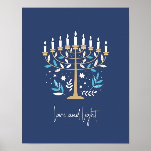 Hanukkah Love  Light Floral Menorah Sign