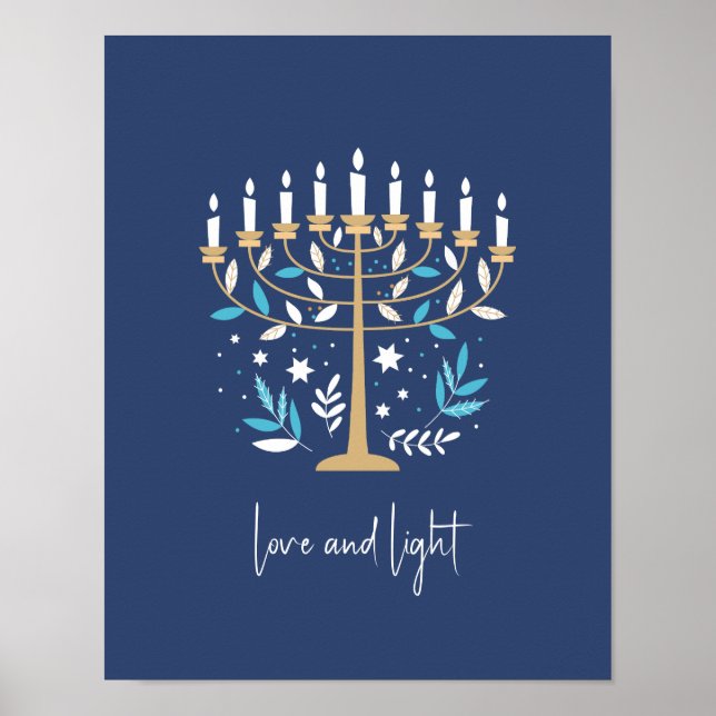 Hanukkah Love & Light Floral Menorah Sign (Front)