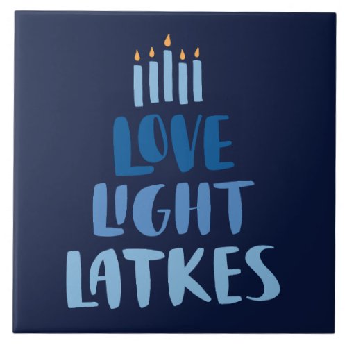 Hanukkah Love Light Latkes Ceramic Tile Trivet