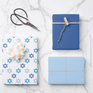 Hanukkah Lovely Blue Wrapping Paper Sheets