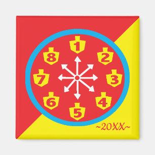 Hanukkah Magnet Square COLORFUL CRAZY 8 Clockworks
