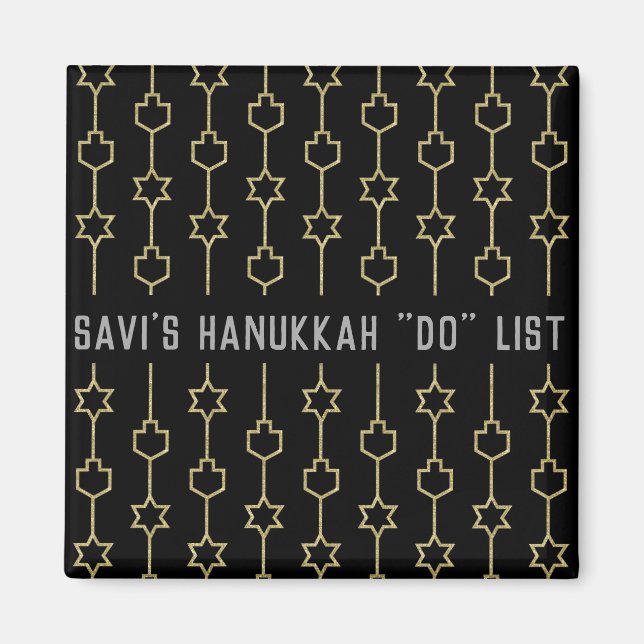 Hanukkah Magnet Square DREIDELS N STARS (Front)